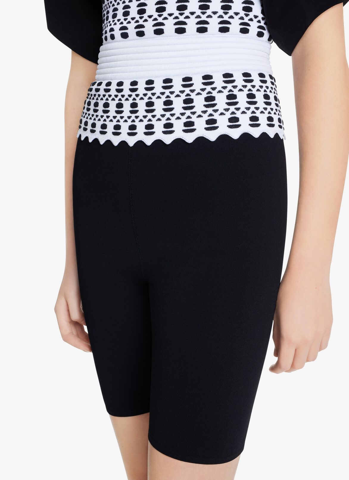 STRETCH BIKER SHORTS WITH CORSET BELT ALAÏA WHITE/BLACK STRETCH BIKER SHORTS WITH CORSET BELT